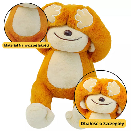 Pliušinis talismanas, mielas beždžioniukas su magnetais, rudas, 23 cm