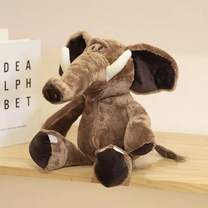 Pliušinis talismanas, minkštas žaislas dramblys su didelėmis ausimis, rudas, 22 cm