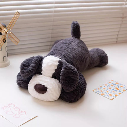 Pliušinis talismanas, švelnus žaislinis šuo, tamsiai pilkas, 30 cm