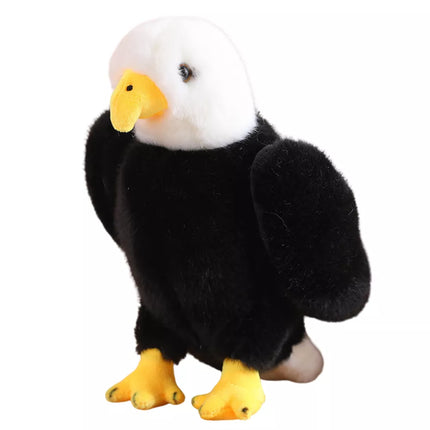 Pliušinis erelis, paukštis, pliušinis žaislas, talismanas, mielas žaislas, juodas ir baltas, 25 cm