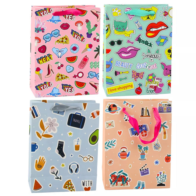 Dovanų maišelių lipdukai, spalvoti antspaudai, 23 x 18 x 10,5 cm