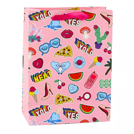 Dovanų maišelių lipdukai, spalvoti antspaudai, 23 x 18 x 10,5 cm