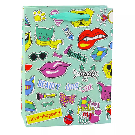 Dovanų maišelių lipdukai, spalvoti antspaudai, 23 x 18 x 10,5 cm