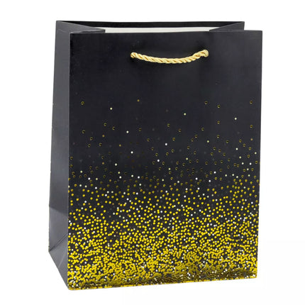 Dovanų maišelis su blizgučiais, gradientiniai taškeliai, 23 x 18 x 10,5 cm