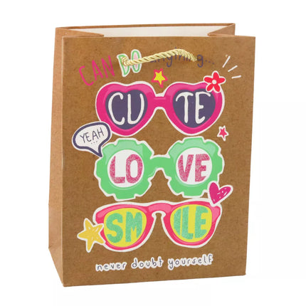 Popierinis dovanų maišelis su spalvingais motyvais, 23 x 18 x 10,5 cm