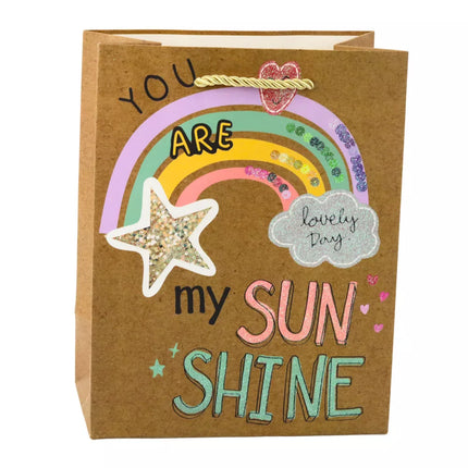 Popierinis dovanų maišelis su spalvingais motyvais, 23 x 18 x 10,5 cm