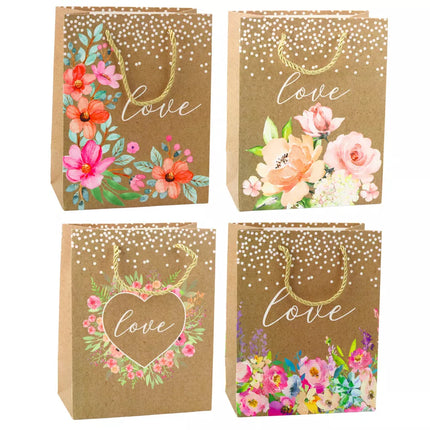Dovanų maišelis „Meilės užrašas gėlės“, 23 x 18 x 10,5 cm