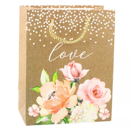 Dovanų maišelis „Meilės užrašas gėlės“, 23 x 18 x 10,5 cm