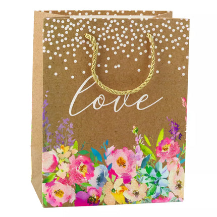 Dovanų maišelis „Meilės užrašas gėlės“, 23 x 18 x 10,5 cm