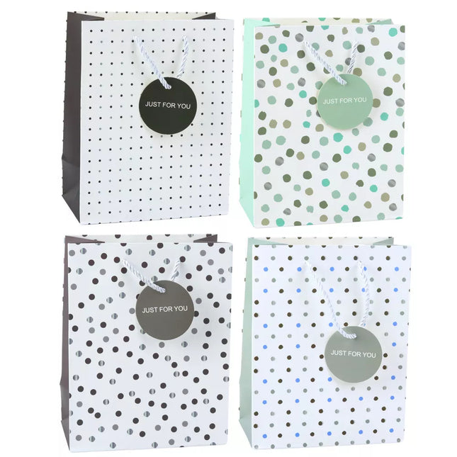 Dovanų maišelis su taškais ir užrašu "Just For You", 23 x 18 x 10,5 cm
