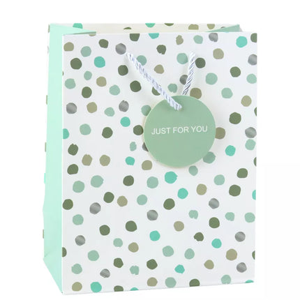 Dovanų maišelis su taškais ir užrašu "Just For You", 23 x 18 x 10,5 cm