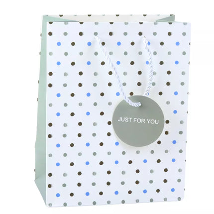 Dovanų maišelis su taškais ir užrašu "Just For You", 23 x 18 x 10,5 cm