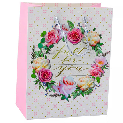 Dovanų maišelis raštais gėlės Geriausi linkėjimai 23 x 18 x 10,5 cm