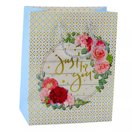 Dovanų maišelis raštais gėlės Geriausi linkėjimai 23 x 18 x 10,5 cm