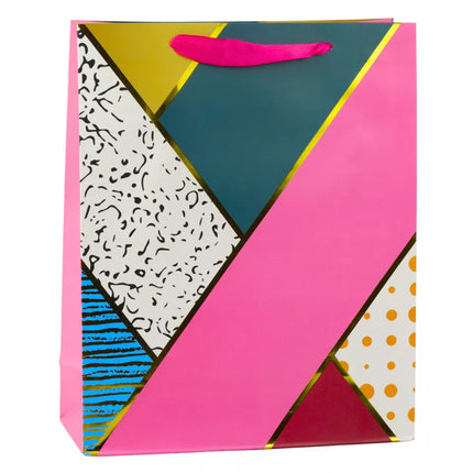 Popierinis dovanų maišelis, geometriniai raštai, 32 x 26 x 12 cm