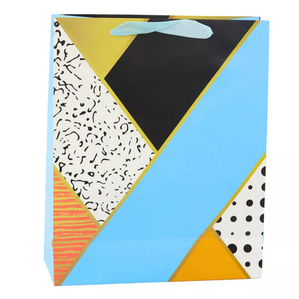 Popierinis dovanų maišelis, geometriniai raštai, 32 x 26 x 12 cm