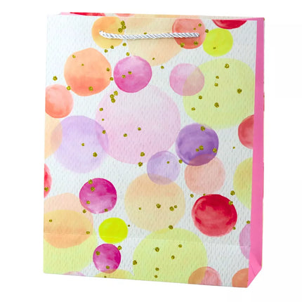 Dovanų maišelis su akvareliniais pasteliniais taškeliais, 32 × 26 × 10 cm