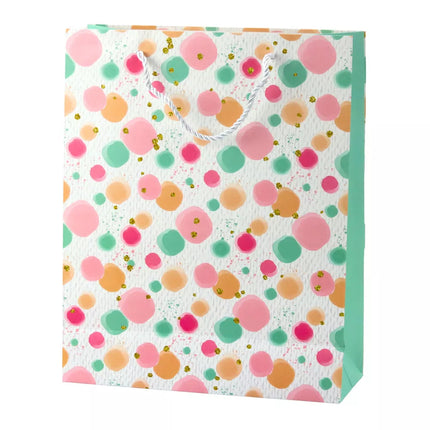 Dovanų maišelis su akvareliniais pasteliniais taškeliais, 32 × 26 × 10 cm