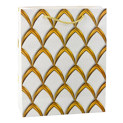 Elegantiškas dovanų maišelis, aukso spalvos dekoracijos, 32 x 26 x 12 cm