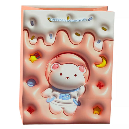 Dovanų maišelis „Teddy Bear“ pastelinėmis spalvomis, popierinis, 23 x 18 x 10,5 cm