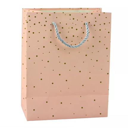 Dovanų maišelis su aukso spalvos taškeliais, 23 x 18 x 10,5 cm