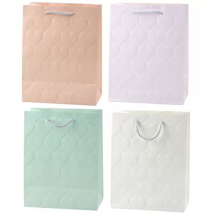 Elegantiškas dovanų maišelis su įspaustomis širdelėmis, 23 x 18 x 10,5 cm