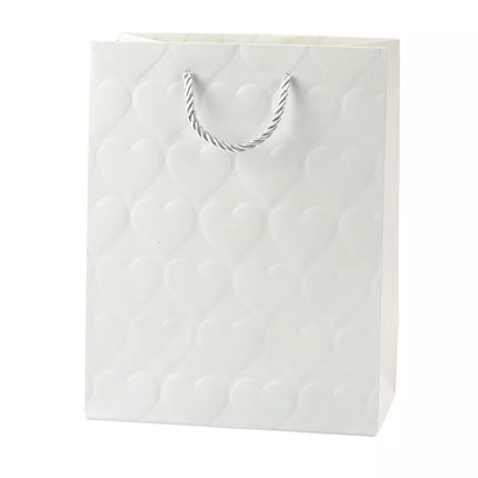 Elegantiškas dovanų maišelis su įspaustomis širdelėmis, 23 x 18 x 10,5 cm