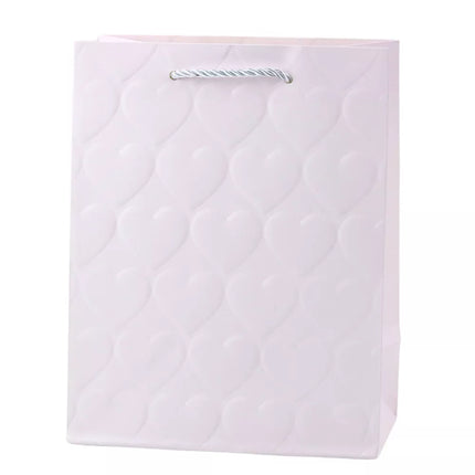 Elegantiškas dovanų maišelis su įspaustomis širdelėmis, 23 x 18 x 10,5 cm