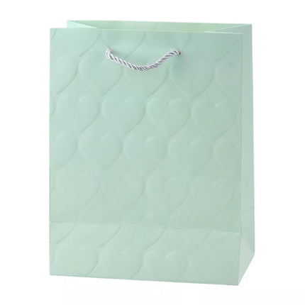 Elegantiškas dovanų maišelis su įspaustomis širdelėmis, 23 x 18 x 10,5 cm