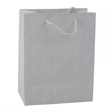 Elegantiškas dovanų maišelis su įspaustais kvadratėliais, 23 x 18 x 10,5 cm