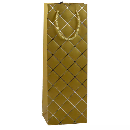Popierinis dovanų maišelis vyno buteliui sidabro elementai 35 x 12 x 9 cm