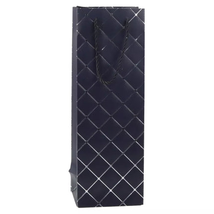 Popierinis dovanų maišelis vyno buteliui sidabro elementai 35 x 12 x 9 cm