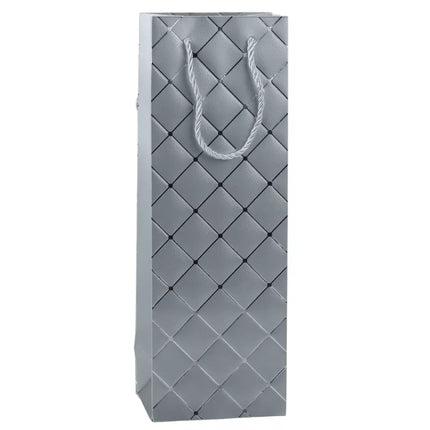 Popierinis dovanų maišelis vyno buteliui sidabro elementai 35 x 12 x 9 cm