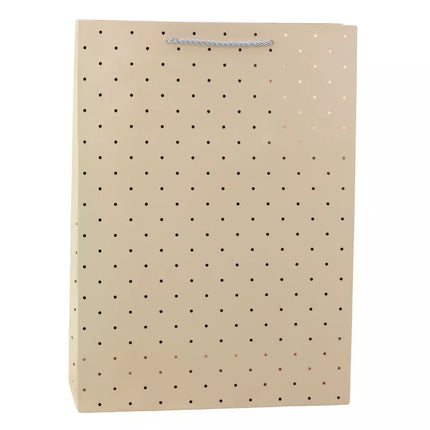 Klasikinis dovanų maišelis su aukso spalvos taškeliais, 41 x 30 x 12 cm