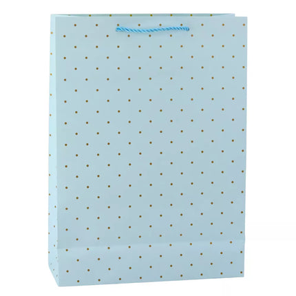 Klasikinis dovanų maišelis su aukso spalvos taškeliais, 41 x 30 x 12 cm