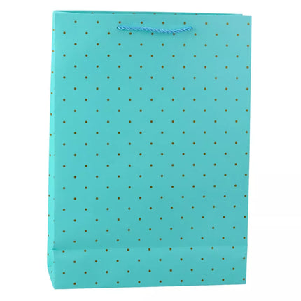 Klasikinis dovanų maišelis su aukso spalvos taškeliais, 41 x 30 x 12 cm