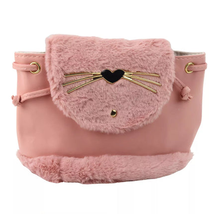 Vaikų kuprinytė su pliušinėmis ausytėmis, reguliuojamomis petnešėlėmis, rožinė, 22 cm, 4 L