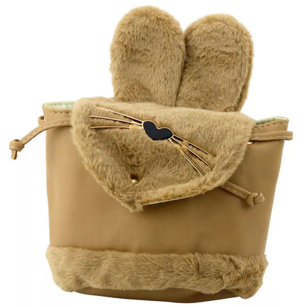 Smėlio spalvos vaikiška kuprinė su pliušinėmis ausytėmis ir reguliuojama petnešėle, 22 cm, 4 L