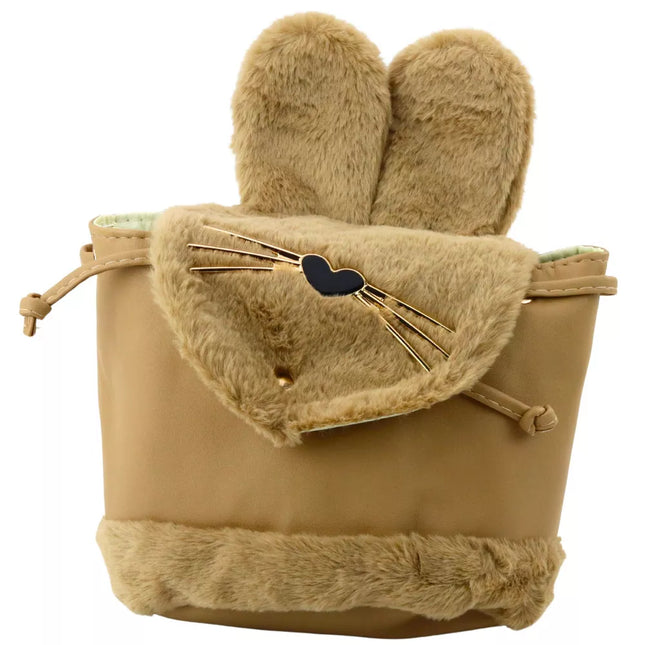 Smėlio spalvos vaikiška kuprinė su pliušinėmis ausytėmis ir reguliuojama petnešėle, 22 cm, 4 L