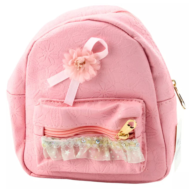 Vaikiška kuprinė su reljefiniu kaspinėliu ir raukiniais, rožinė, 20 cm, 2,5 l