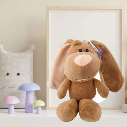 Minkštas pliušinis zuikio žaislas su siurbtuku, rudas, 23 x 12 cm