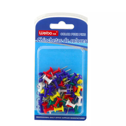 Spalvotų segtukų rinkinys kamštinėms lentoms, biurui ir mokyklai, 50 vnt.