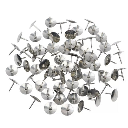 Rinkinys sidabro spalvos plokščia galvute segtukų biurui ir mokyklai, 40 vnt.