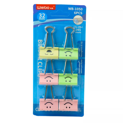 Rinkinys spalvingų šypsenėlių sąvaržėlių, 6 vnt., 32mm