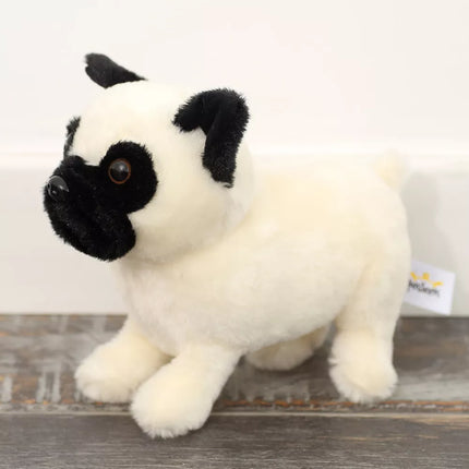 Pliušinis žaislas, mielas mopsas, baltas, 19 cm