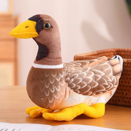 Pliušinis talismanas, minkštas žaislas antis, ruda/geltona, 28 cm