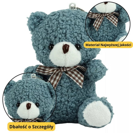 Meškiuko formos pliušinis raktų pakabukas, tamsiai mėlynas, 8 cm