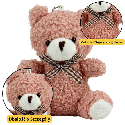 Meškiuko pliušinis raktų pakabukas, pakabukas dekoravimui, rožinis, 8 cm