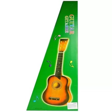 Tamsiai ruda medinė gitara, atrodanti kaip tikra