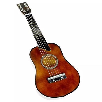 Tamsiai ruda medinė gitara, atrodanti kaip tikra